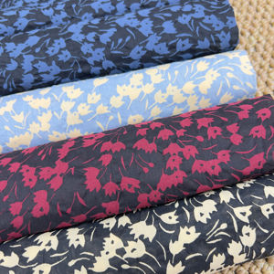 Tela de Algodón Peinado Estampado <span class=keywords><strong>Floral</strong></span> con Textura Arrugada y Efecto Encogido, Material Antiarrugas para Vestido de Fiesta en el Jardín, 50 Pulgadas, 80gsm - Product Image 1