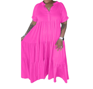 Robes décontractées pour femmes pour l'été, grandes tailles <span class=keywords><strong>2XL</strong></span> à 5XL, élégantes et stylées pour les femmes rondes, <span class=keywords><strong>taille</strong></span> naturelle - Product Image 2