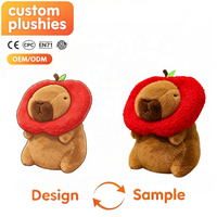 Peluche Capybara Mignonne avec Chapeau Pomme, Jouet en Peluche Doux, Vente en Gros, Fabricant de Peluches Personnalisées, Cadeaux pour Enfants