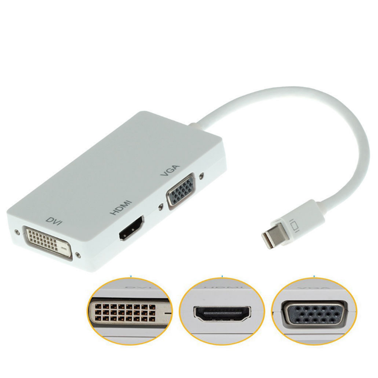 White-mini dp to hdmi+vga+dvi-dual screen simultaneous display
