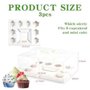 Cajas Transparentes Personalizadas al por Mayor para Cupcakes, Cajas Transparentes para Cupcakes con 6, 8, 12 y 13 Cavidades, Contenedores de Papel Transparente para Pasteles - Product Image 4
