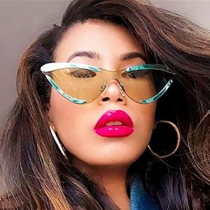 Gafas de Sol de Moda 2021, Montura Metálica de Lujo, Protección UV400, Estilo Ojo de Gato, Media Montura - Product Image 1