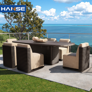 Muebles de comedor al aire libre para jardín, juego de mesa y silla de ratán polivinílico, barato - Product Image 1