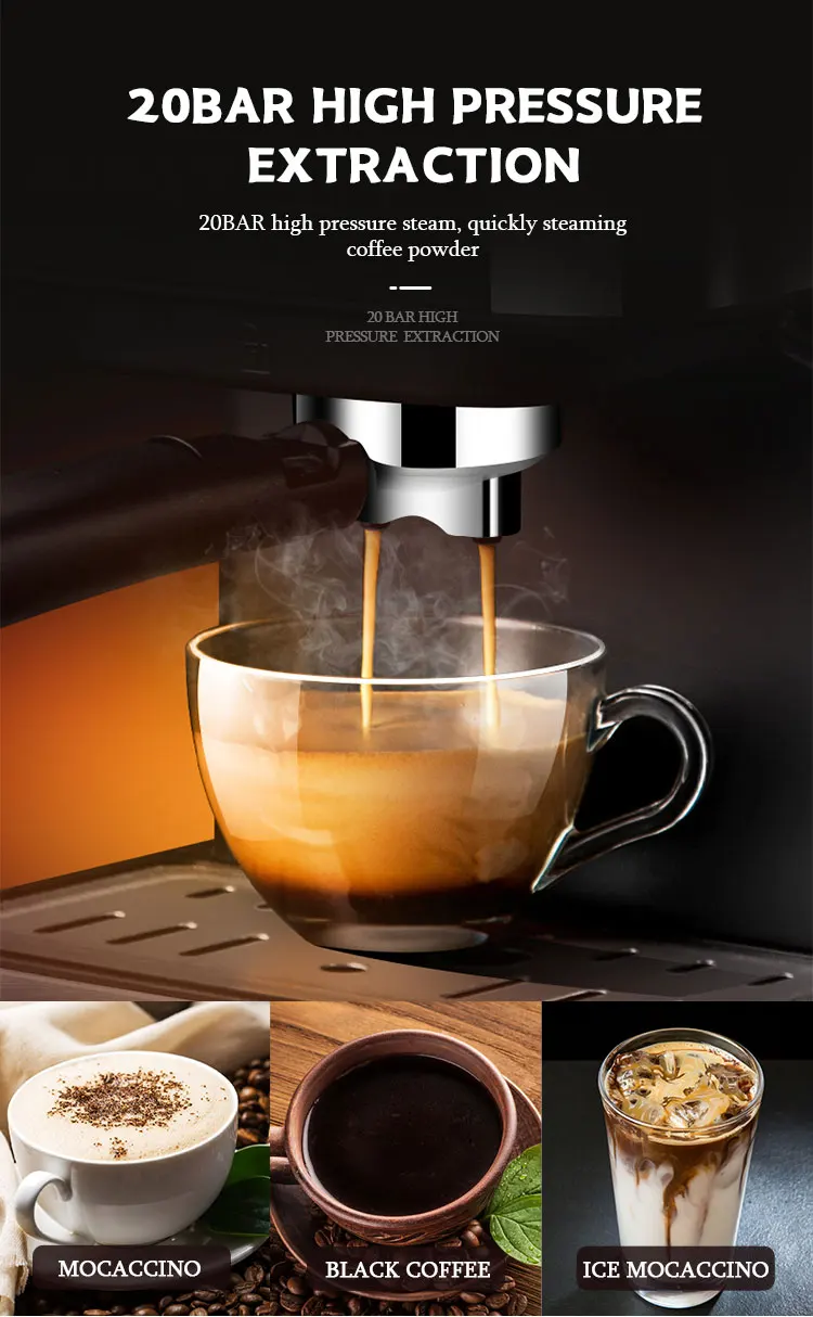 Stainless Steel Coffee Manchine,Machine Full Automatic 220V 20Bar Espresso Coffee Makers/