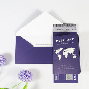 Invitaciones de Boda de Color Marrón Estilo Visa <span class=keywords><strong>2020</strong></span>, Diseño de Tarjeta de Invitación con Letras, Folleto de Pase de Abordar para Ceremonia de Bautizo - Product Image 4
