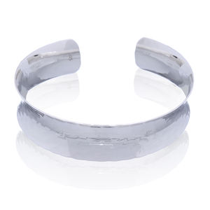 Stamped Hammered Look 925 <b>Silver</b> <b>Bangle</b> <b>Bracelet</b> Concaved - Product Image 2