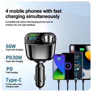 Cargador de Coche Retráctil 4 en 1 de 90W, Cargador de Coche Eléctrico USB de 100W 12V 24V de Aluminio, Estación de Carga Rápida Tipo C - Product Image 3