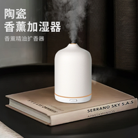 Diffuseur d'aromathérapie en céramique 60ML avec 7 lumières de couleur Diffuseur d'huiles essentielles à arrêt automatique par ultrasons pour bureau à domicile Blanc
