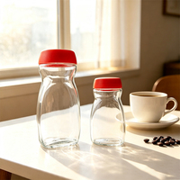 Pot à café plat de forme industrielle avec couvercle en plastique 200ml 400ml, récipients de stockage en verre 800ml 900ml pour grains de café