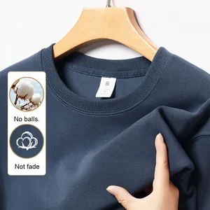 ANSZKTN Vente en gros Sweat-shirt décontracté à manches longues pour hommes T-shirt printemps automne couleur unie Haut polyvalent à fond ample - Product Image 4