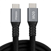 Kabel Data USB-C Nylon Kepang 60W USB 3.2 480Mbps untuk Hard Drive Komputer
