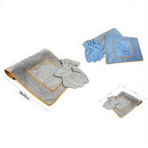 Toalla de baño para mascotas Yommy de 78x55cm con guantes y bolsillos para mascotas - Product Image 2