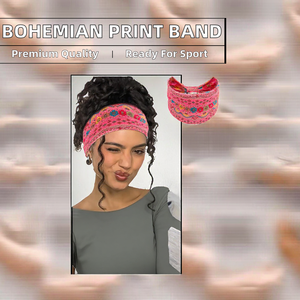 Bandeau bohème rétro simple imprimé – Bandeau large en tissu élastique à pois/imprimé léopard unisexe - Product Image 2