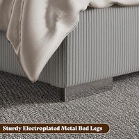 Cadre de lit réglable moderne de style californien, taille King, revêtement en velours, structure en métal, écologique, durable, tête de lit extra haute de 60,4 pouces