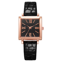 Montre à quartz pour femme avec bracelet en cuir carré, style luxueux et élégant, mode et simplicité, cadran romain tendance et classique