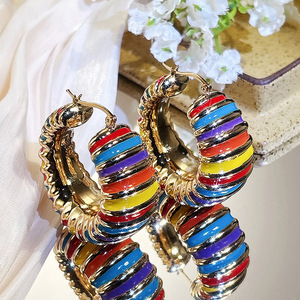 Orecchini arcobaleno da donna, stile vintage, orecchini per uso quotidiano, accessori per le orecchie alla moda e versatili - Product Image 2