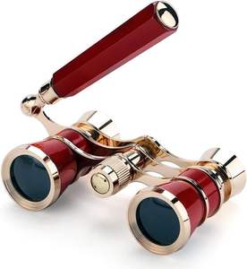 3x25 binocoli per occhiali da Opera in metallo rosso <span class=keywords><strong>Vintage</strong></span> regolabili con manico e telescopio antico - Product Image 1