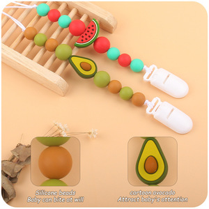 Venta al por mayor libre de BPA lindo bebé fruta dentición silicona Focal cuentas chupete titular cadena Clip silicona mordedor Clip para recién nacido - Product Image 5