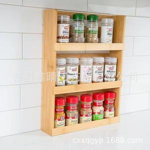 Estante de almacenamiento de madera maciza para uso doméstico, dispensador de especias de madera de varios niveles, organizador de escritorio minimalista de madera. - Product Image 4