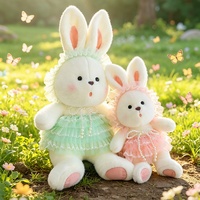 Peluche d'été Z, lapin en peluche pour enfant et adulte avec robe à volants en dentelle et collier de perles, jouet doux Kawaii pour cadeau d'été