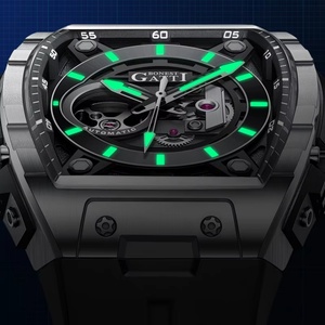 BG5602 Men Automatic <b>Watch</b> Luxury Tonneau Case <b>Mechanical</b> Wristwatch Rubber Strap Stainless Steel <b>Watches</b> - Product Image 5