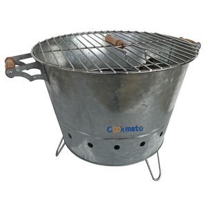 Barbecue portable en métal <span class=keywords><strong>avec</strong></span> plateau à charbon et poignée en <span class=keywords><strong>bois</strong></span>, support de seau pour barbecue - Product Image 1