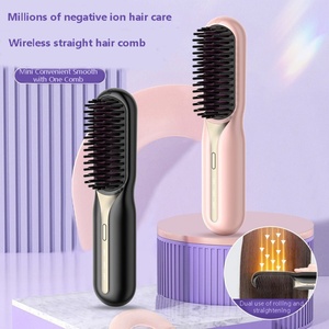 Nouvelle brosse lissante sans fil rechargeable par USB, anti-brûlure, légère, portable, brosse lissante ionique à chaleur - Product Image 3