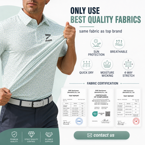 Chemise polo de golf pour homme OEM ODM, imprimé feuilles de palmier, extensible 4 directions, anti-transpiration, premium. - Product Image 3