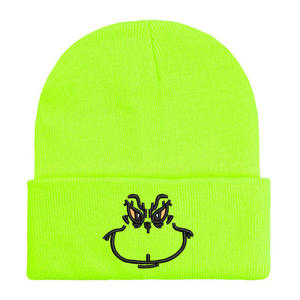 Dessin animé monstre <span class=keywords><strong>Grinch</strong></span> brodé chapeau tricoté cheveux verts automne hiver chapeau chaud - Product Image 5