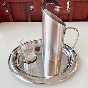 Plateau de service alimentaire moderne en acier inoxydable de haute qualité, plateau de service pour hôtel, restaurant, traiteur, grand plateau de service pour café et gâteaux - Product Image 2