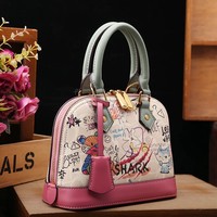 Sac à main tendance en cuir véritable style graffiti pour femme 2025 – Sac bandoulière/sac travers tendance transfrontalier