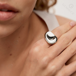 Gemnel <span class=keywords><strong>2025</strong></span> Hot Bán 925 Sterling Silver 18K vàng vermeil đĩa Chunky ban nhạc Nhẫn phụ nữ - Product Image 6