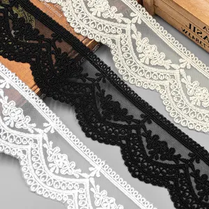Tela de encaje Soluble en agua para novia, tejido de encaje 3D con flores bordadas, nuevo diseño, 2022