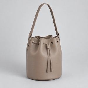 Bucket <b>Bag</b> Structured PU Leather Women Drawstring <b>Shoulder</b> <b>Bag</b> 20x22cm PVC Free Custom Logo - Product Image 2