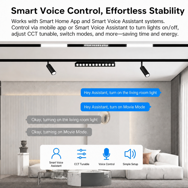 Tuya Smart Magnetic Track Light 24V LED Spot Light Triac Dimmable Voice App Control for Living Room