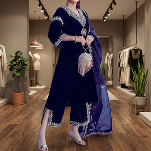 Vestido Casual para Mujer con Bordado Zari y Decoración de Encaje - Product Image 3