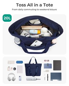 Large Capacity <b>Travel</b> Shoulder <b>Bag</b> Lightweight Waterproof Work Gym Shopping <b>Handbags</b> with Pockets - Product Image 3