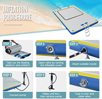 Dock flottant gonflable multi-personnes pour 5 à 10 passagers, construction en PVC Drop Stitch, série DT, pour usage en hôtel-resort, intérieur/extérieur