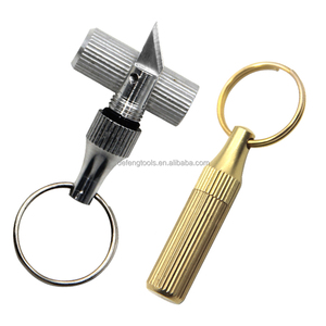 Xách tay Keychain Brass nhỏ khắc dao <span class=keywords><strong>mini</strong></span> viên nang khắc dao giải nén dụng cụ cầm tay cho chuyển phát nhanh Unboxing - Product Image 1