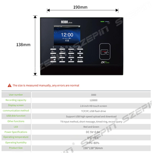 ZK Teco M300PLUS zaman devam sistemi biyometrik parmak izi tarayıcı zaman devam makinesi zaman saati parmak izi - Product Image 6