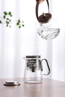 Bouilloire en verre borosilicate Bonston grande capacité 700 ml avec couvercle rotatif magnétique, infuseur amovible, design moderne, ensemble à thé en acier inoxydable