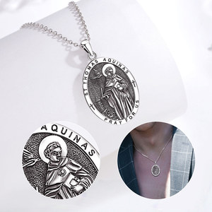 Collana con Ciondolo Medaglia di San Tommaso d'Aquino in Argento Sterling S925 Merryshine, Amuleto di Protezione <span class=keywords><strong>per</strong></span> Uomo - Product Image 5