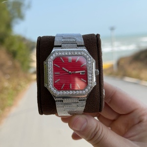 Montre mécanique automatique carrée de luxe pour homme, entièrement pavée de diamants, bracelet en acier inoxydable, étanche, calendrier, montre tendance - Product Image 3