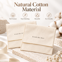 Pochette d'emballage pour bijoux en coton naturel, personnalisable avec logo OEM/ODM, étanche, écologique, à bords renforcés pour le rangement des bagues