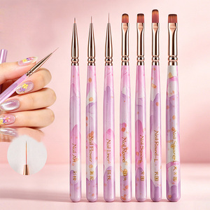 Pinceau universel pour nail art, pour ombrage et mélange, ultra-fin, mini, grand, ovale, plat, rond, pour gel de construction - Product Image 1