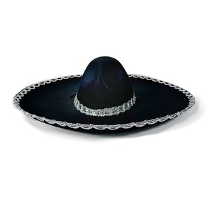 Chapeau de fête unisexe pour adulte en feutre 100% coton à bord argenté et large, accessoire de performance pour costume mexicain du Jour des Morts, toutes saisons, en stock - Product Image 3