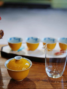 Juego <span class=keywords><strong>de</strong></span> Té Gaiwan <span class=keywords><strong>de</strong></span> Porcelana Tradicional China, Colección Amuleto Amarillo Real Chino, Duradero y Ecológico - Product Image 6