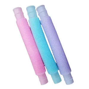 หลอดไฟเรืองแสงในที่มืดสีสันสดใสเส้นผ่าศูนย์กลางที่ยืดได้19/29มมพลาสติก telescopic Pop Pop หลอดเด็กสนุกสนุกบรรเทาความเครียดของเล่น