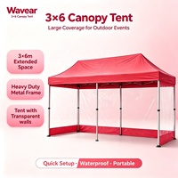 Tente pliante portable 3x6 avec parois latérales transparentes en tissu Oxford et PVC imperméable pour les événements sportifs et les expositions