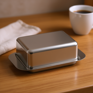 Pot à beurre rectangulaire en acier inoxydable de 125 g avec couvercle pour la conservation du beurre dans la cuisine - Product Image 3